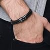 Heideman Armband Herren aus Leder schwarz matt - Lederarmband Elian mit schwarzen Gravurplättchen für Männer - Personalisiertes Geschenk #5