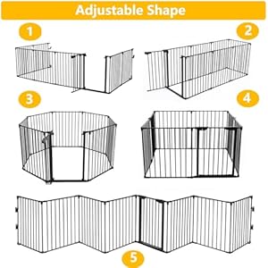 SOSPIRO 196.8inch Extra Wide Black Baby Gate with Door, Metal Long Baby Fence, Tall Pet Dog Gates for House Stairs Doorways,16.4ft Child Safety Fence Fireplace Christmas Tree,Indoor Outdoor, 8-Panel SOSPIRO 1968inch Extra Wide Black Baby Gate with Door Metal Long Baby Fence Tall Pet Dog Gates for House Stairs Doorways164ft Child Safety Fence Fireplace Christmas TreeIndoor Outdoor 8 Panel