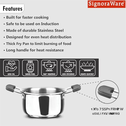 Image of SignoraWare Artista Stainless Steel Cookware Mini Stewpot | Compact Size |Ideal for Cooking Sauces & Gravies | Best for Melting Butter or Chocolate | Great for Steam or Cook Small Puddings & Custard