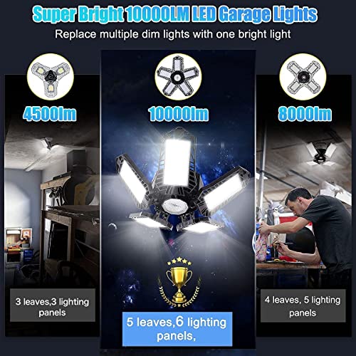 LED Garage Light 2 Pack 5 Leaf 10000LM Bright Deformable LED Garage Lights 100W Bright Light Bulb Powerful Garage Lights Ceiling LED Bright Light Bulb E26 Garage Light for Garage, Basement, Barn - Image 3
