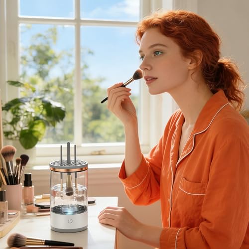Genérico Limpiador Eléctrico De Brochas De Maquillaje,Limpieza Dentals Automática, Secado Rápido, Limpieza Profunda, Recargable por USB, Portátil, Herramienta De Belleza - imagen 2
