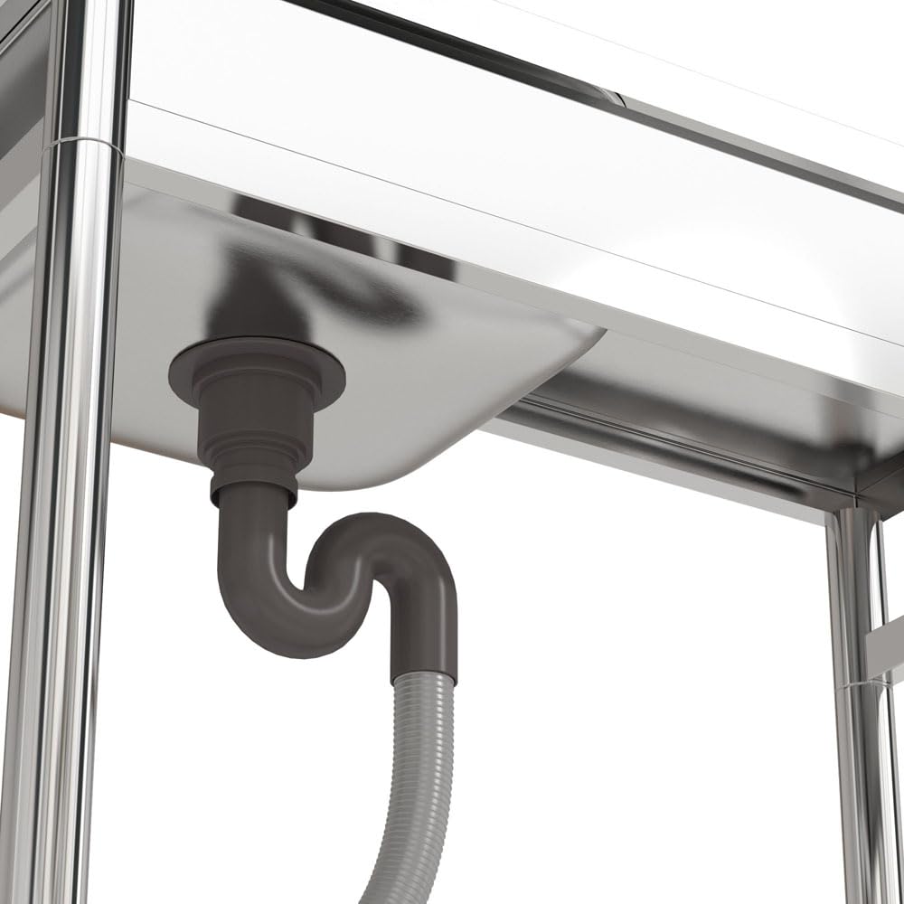 Freistehende Spüle Edelstahl Spültisch mit Ausgussbecken & Arbeitsplatten robuster Spültisch mit abgerundeten Ecken ohne Wasserhahn 100 x 50 x 90 cm für Küche, Restaurant & Cafe