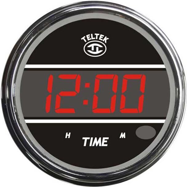 Replacement for Peterbilt 389 Glider Year 2019 RED Digital Clock with Chrome Bezel by Technical Precision