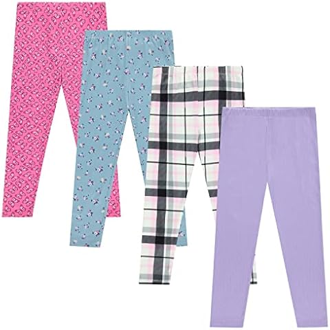 BTween Kids Girl's Fall Fashion Stretch Leggings Comfortable Bottoms Set- 4 Pack Bundle Cover
