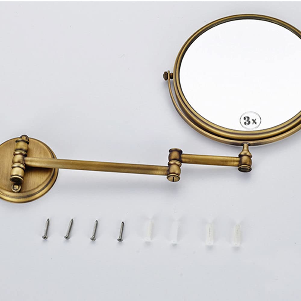 Accesorios de baño, Toallero, Portapapeles, Gancho para Bata, Latón Antiguo, Montado en la Pared, Latón Macizo, Juego de Accesorios para baño de Ducha, Espejo de Aumento 1X 3X