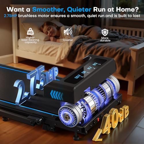 Treadmill, FOUSAE 5 in 1 Foldable Treadmills for Home with App Compatible, 12 Programes, Powerful 2.75 HP Brushless Motor Walking Pad with 10% Incline, Magnetic Remote Control Double Operation - Image 5