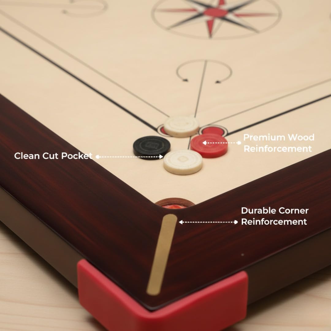 AAR-Kay Carrom Board Vintage compensato approvato dalla Carrom Federation of India & International Carrom Federation (BullDog, 28 mm)