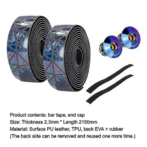 GORIX Bar Tape Handlebar Grip Wrap+2 Bar Oil Slick Plug Black Road Bike Bicycle Cycling (Gwabi)
