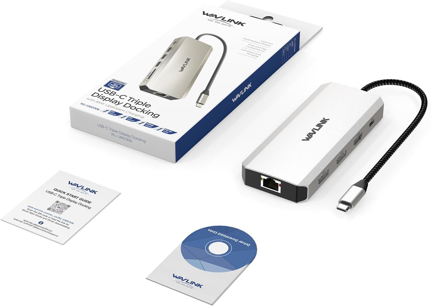 WAVLINK Laptop Docking Station, Displayport Docking Station mit Dual DP, HDMI, 100W PD IN, 10Gbps USB A/C, 2,5G Ethernet Port für Dell/HP/Lenovo usw., nur für Windows Systerm Computer
