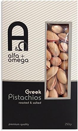 Alpha and Omega Greek Pistachios Salted 250 g (Pack of 2)