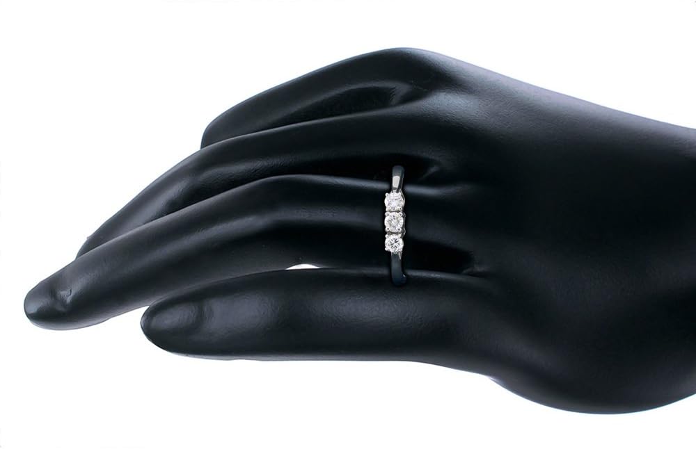 VIR JEWELS 1/2 cttw 3 Stone Diamond Engagement Ring 14K White Gold Round Bridal Wedding