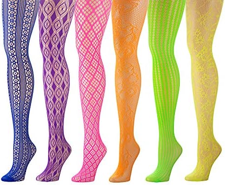 Isadora Paccini Women's 6-Pack Fishnet Lace Pantyhose Tights (Queen, Colorful) 809NQ-6
