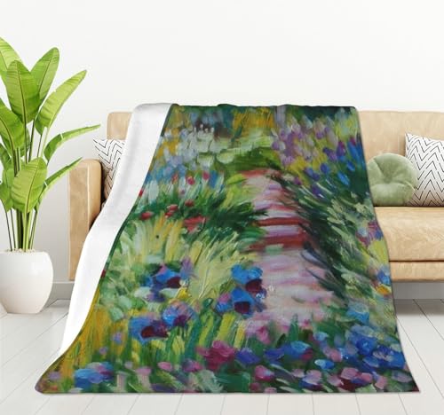 HGOD DESIGNS Monet Painting Flannel Fleece Bed Blanket Throw Blanket Lightweight Cozy Plush Blanket for Bedroom Living Rooms Sofa Couch 40"x50"