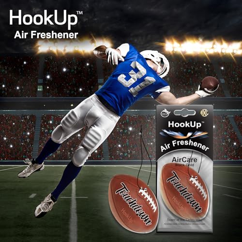 Football Car Air Freshener by HookUp - 4 Pack - Black Gold Scent (Extra Strong) | Unique Football Gift for Players, Coach, Fans | Hanging Car Accessory with Long Lasting Fresheners Smell - Thumbnail 7