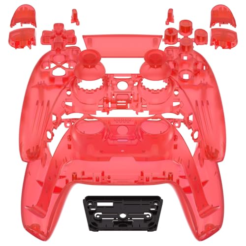 eXtremeRate Full Set Shell with Buttons Touchpad Cover, Clear Red Custom Replacement Decorative Trim Shell Front Back Plates Compatible with p s 5 Controller BDM-010 020 - Without Controller by eXtremeRate - Used condition - US$15.38