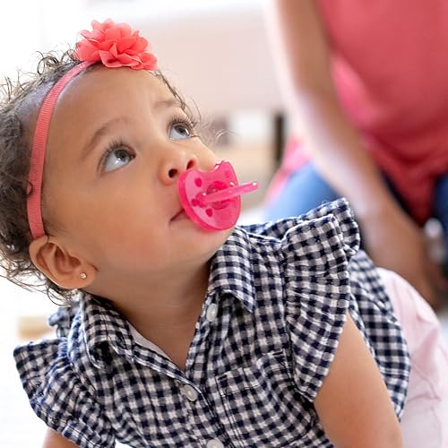Image of Chicco PhysioForma Orthodontic Pacifier for Babies 16-24 Months, 100% Soft Silicone, BPA Free & Breathing Support, 2-Pack with Sterilizing Case, Dark Pink