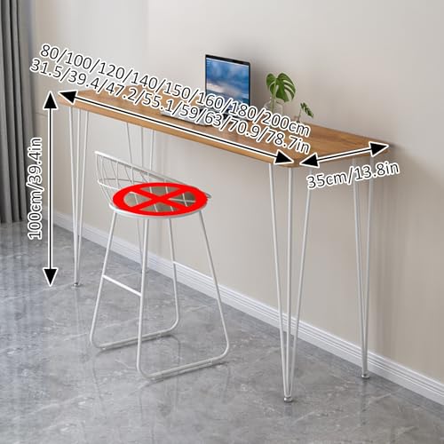Mesa de bar de madera maciza rectangular alta con borde vivo para comedor y cafe 3