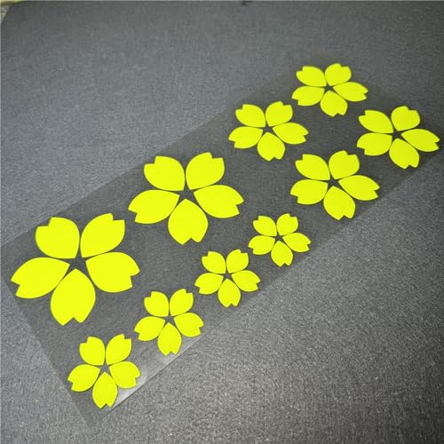 Image of Creative Fashion Flower Cherry Blossoms Petal Leaves Motor Bike Stickers Auto Body Car Styling PVC Decals (Fluoresecent Yellow)