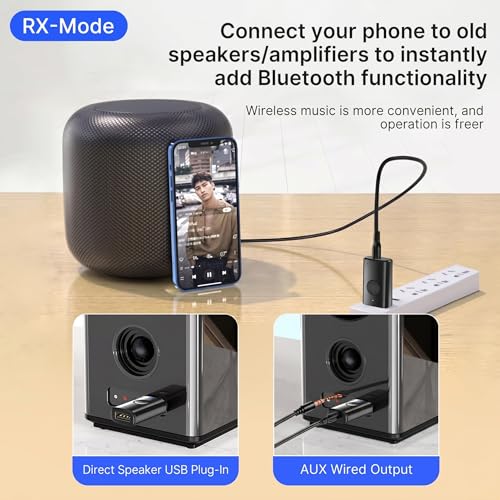 Adaptador AUX Bluetooth 2 en 1 para auto y casa miniatura 7