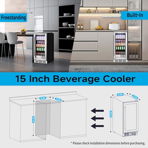 Feelfunn 15 Inch Beverage Refrigerator