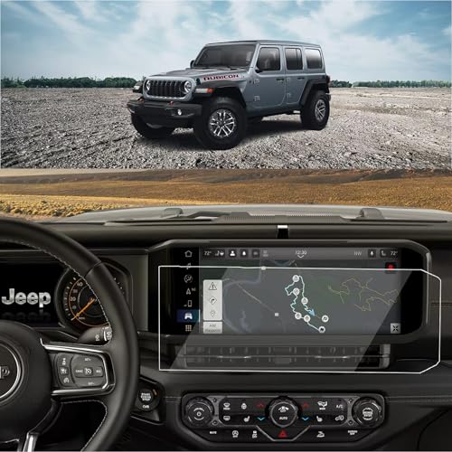 AZZIGO For 2024 2025 Jeep Wrangler JL (Sport/Sport S/Willys/Sahara/Rubicon/Rubicon X) Screen Protector, Wrangler 4xe/Jeep Gladiator 12.3 Inch Touchscreen 9H PET Ultra Tough Clear