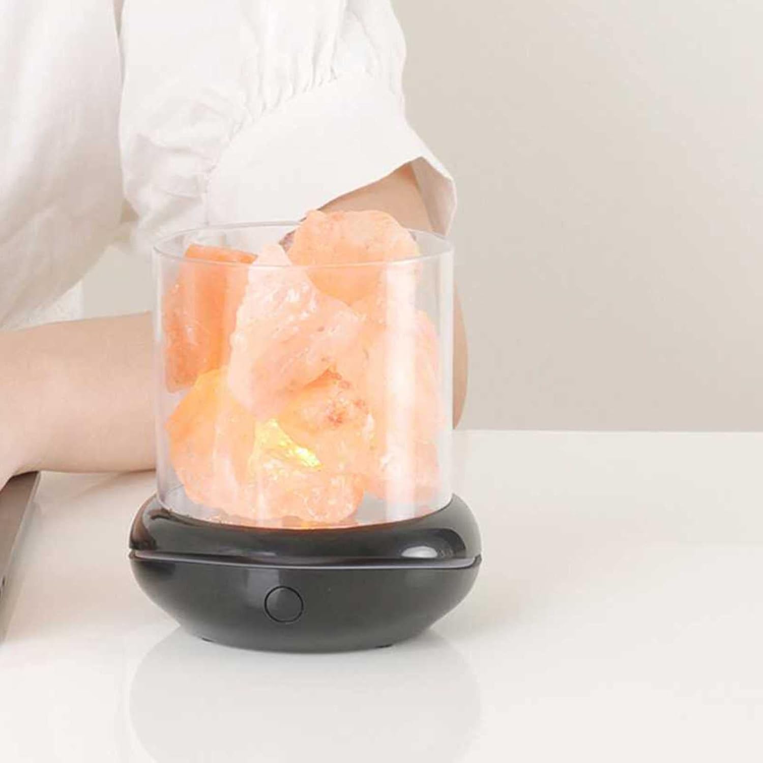 Modern Table lamp USB Himalayan Salt Lamp, Natural Pink Crystal Himalayan Salt Rock LED Aroma Lamp, Creative Desktop Decoion Night Lights, (Colorful)