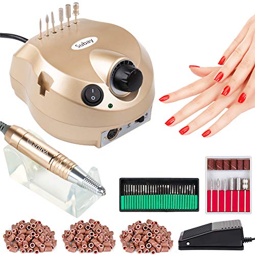 30000RPM Electric Nail File Drill Machine Upgraded Manicure Pedicure Kit with Foot Pedal for Acrylic Nails,Gel Nail,300 Piece Sanding Bands and Nail Drill Bits Accessories
