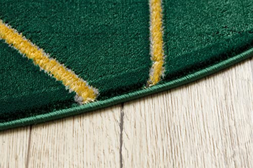 Tapis rond géométrique vert bouteille pour sublimer le salon