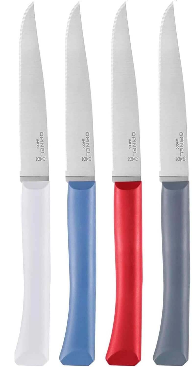Opinel - Coffret 4 Couteaux de Table Bon Appétit+ Primo - Lame Denture Velours INOX - Manche Confort - Fabrication Française - B