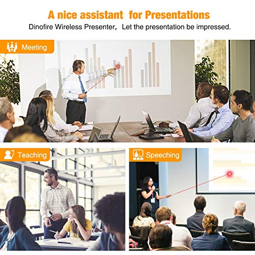 DinoFire Wireless PowerPoint Presentation Clicker Remote, 2 in 1 Type C and USB A RF 2.4GHz PPT Presentation Presenter Laptop Clicker Pointer Slide Advancer with Hyperlink Volume Control - Thumbnail 5