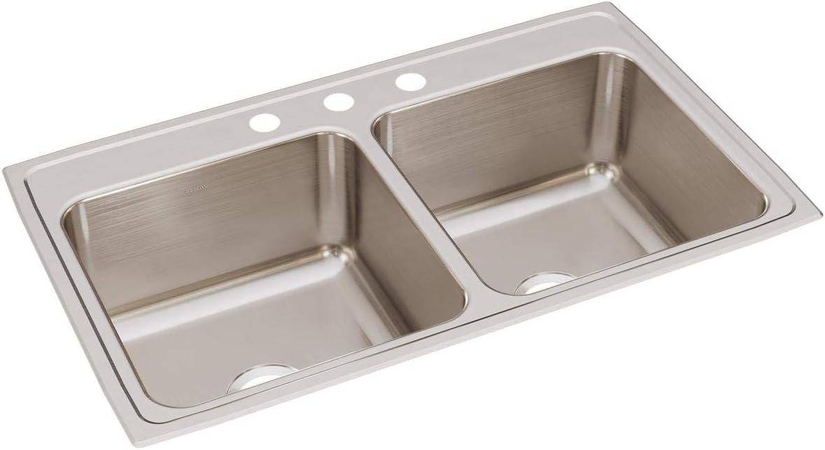 Elkay Lustertone Classic DLR3722103 Equal Double Bowl Drop-in Stainless Steel Sink