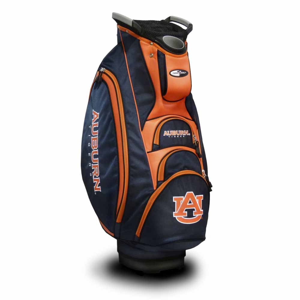 Team Golf NCAA Auburn University Tigers Victory Golf Cart Bag, 10-way Top with Integrated Dual Handle & External Putter Well, Cooler Pocket, Padded Strap, Umbrella Holder & Removable Rain Hood
