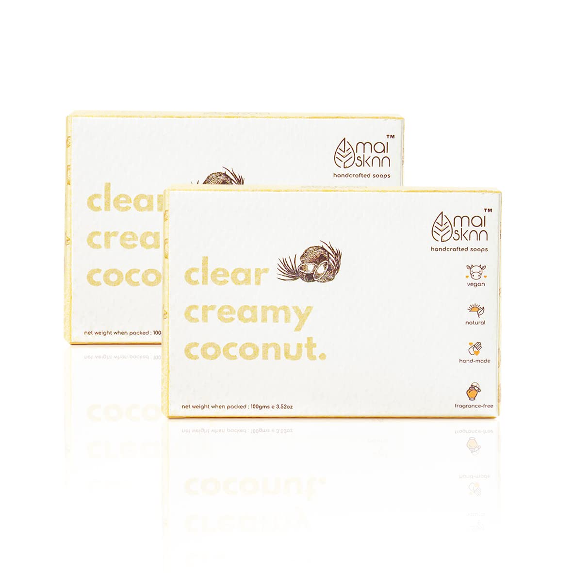 MAI SKNN Milky Coconut Scrub Handmade Artisanal Soap Bar | Vegan Soap | Cold Processed Soap | Luxury Soap | All Natural Ingredients for Perfectly Clean Skin (Pack of 2)