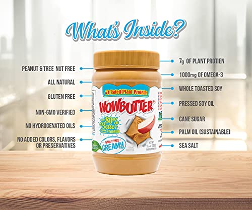 Peanut Free Tree Nut Free Natural No Stir Spread – Wowbutter – Award Winning Vegan Plant Protein Food Made With Non-Gmo Verified Whole Soy – (Creamy, 1.1 Pound (Pack Of 6)) #TOP2