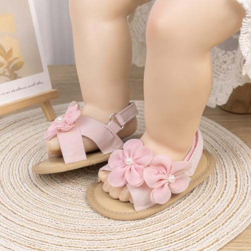 Image of Miamooi Infant Baby Girls Boys Sandals Summer Bowknot Crib Shoes Toddler Pu Leather Flower Soft Rubber Sole Dress Flats First Walker Shoes