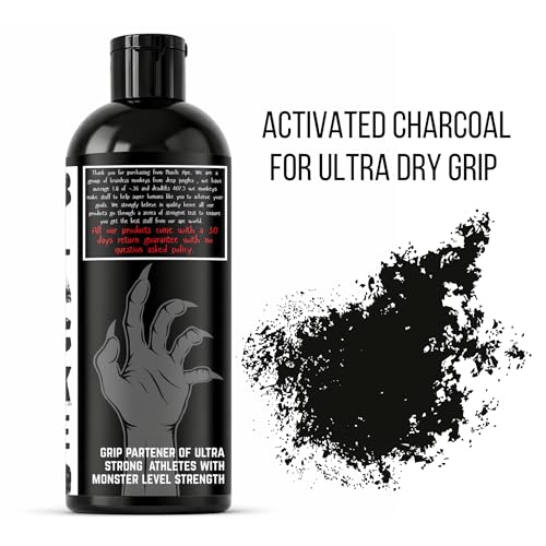 Image of Muscleape Iron Grip Charcoal Liquid Chalk with Grip Enhancers | Fast Dry Liquid Chalk for Weightlifting, Pull Ups, Calisthenics, Pole Fitness, Climbing & Gym Training | Less Dust Strong Grip.