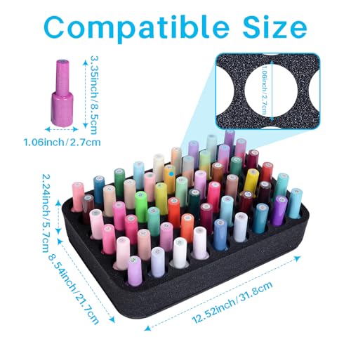 Image of Nail Polish Organizer Holder Foam Pad with Slots for Storage 54 Bottles (15ml /0.5fl.oz) Nail Polish or Essential Oil Tray for Drawers Black