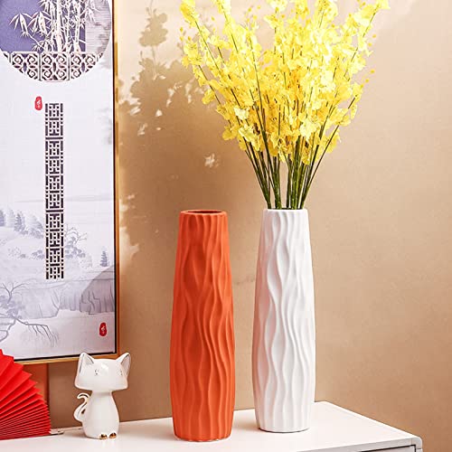 Grand vase de sol rustique en céramique blanche pour fleurs de table - 6