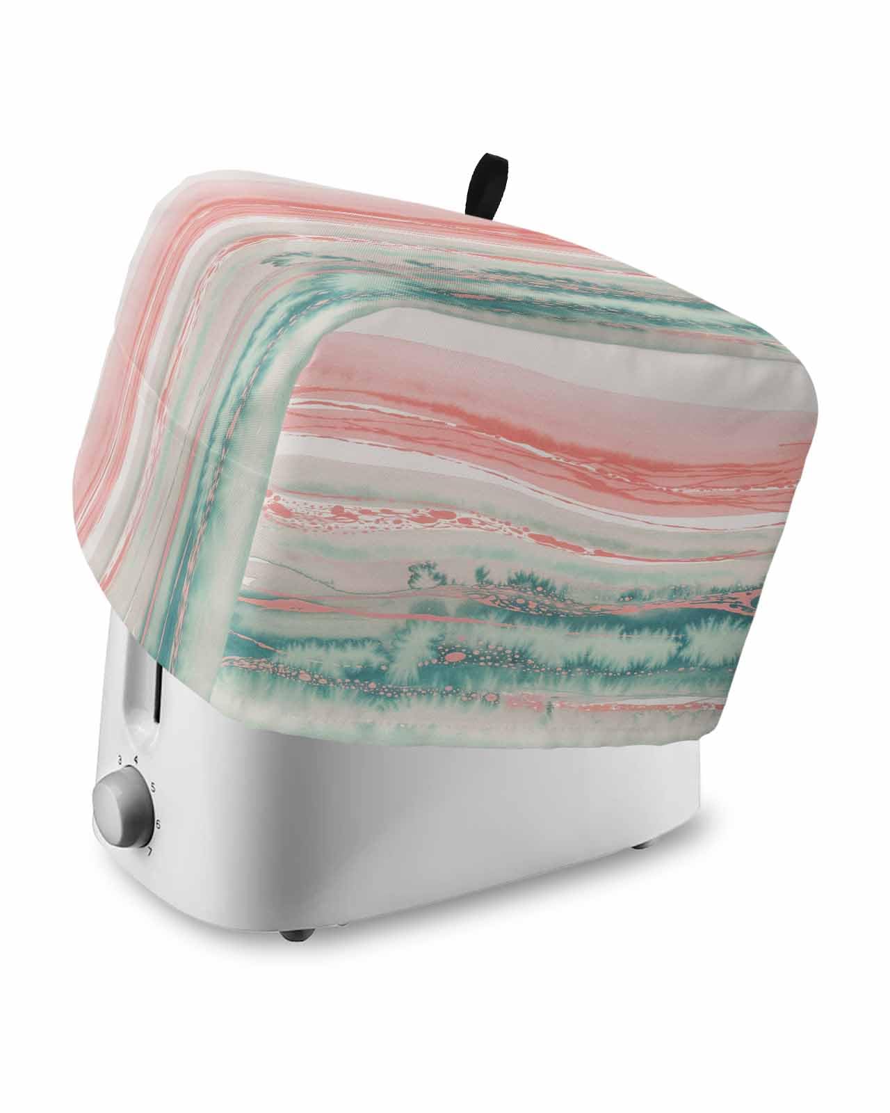 Peach Blue Ombre Toaster Cover 2 Slice, Abstract Modern Art Fluid Striped Dustproof Bread Machine Oven Cover with Storage Pockets, Fits Most Kitchen Toasters Protector