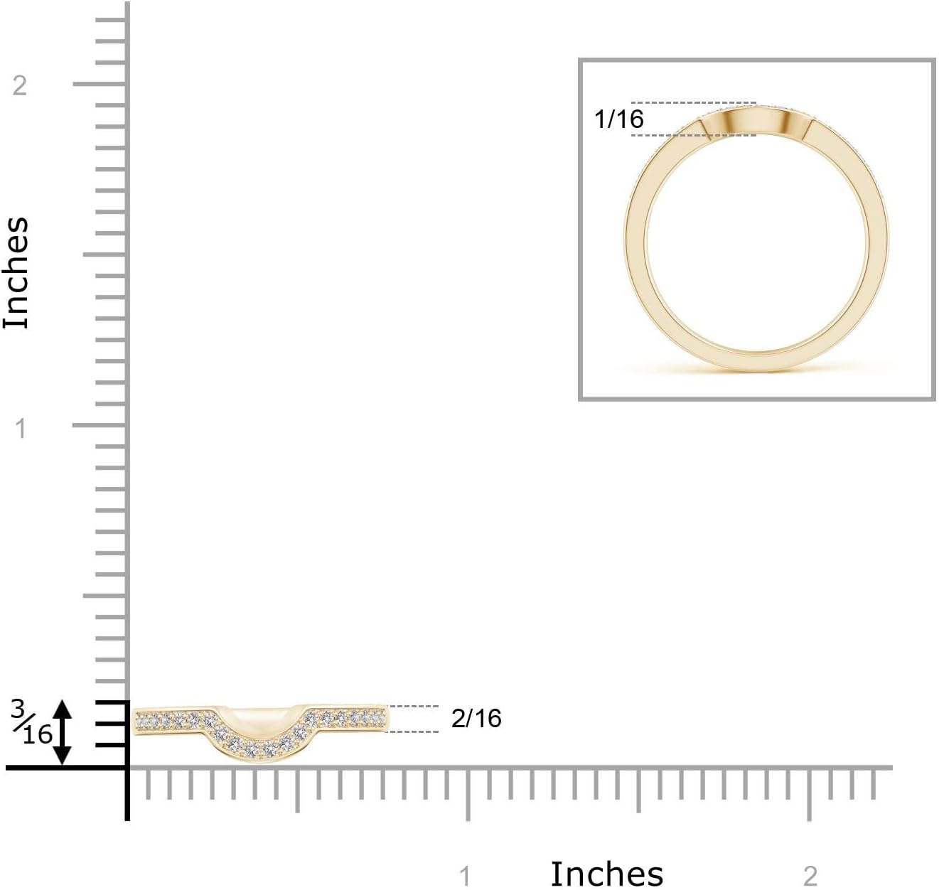 Angara Natural 0.18 ct Diamond Non Eternity Ring in 14K Yellow Gold for Women (Color : I | Clarity : I1) | April Birthstone, Birthday, Anniversary Jewelry Gift for Women