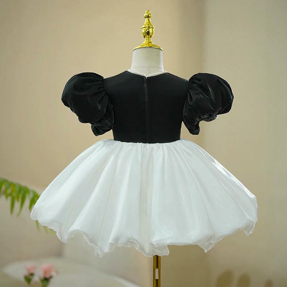 ZBDZSW Vestidos de Fiesta Eid Niñas de Las Flores Elegantes Vestidos de Noche Cortos Blancos Fiesta Infantil Cumpleaños Vestido de Desfile de Lujo