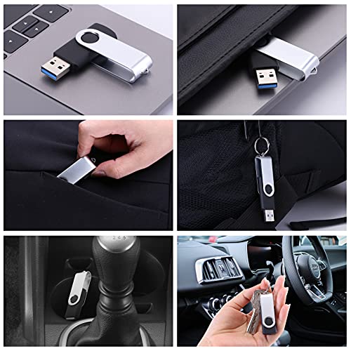 OURUN 64GB USB-Stick USB 2.0 Speicherstick Rotate Metall USB-Flash-Laufwerk (Schwarz) – Bild 7