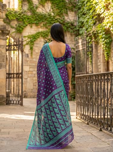 Image of WoodenTant Women's Cotton Silk Saree Without Blouse Piece