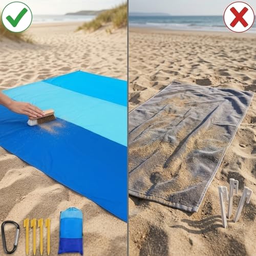 KbouZgxa Stranddecke Sandfrei Ultraleicht 210x200 cm, Faltbare Strandmatte für Sandfreie Nutzung am Strand, Ideal für Familienpicknicks und Campingausflüge, Leichte Und Kompakte Stranddecke mit