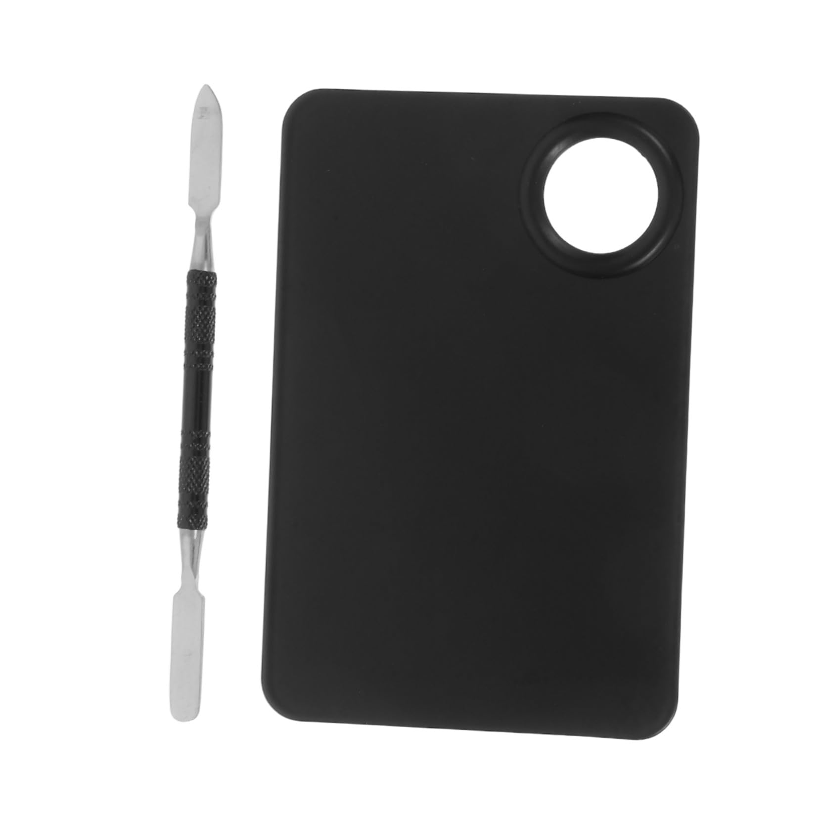 COHEALI 2 Pièces Outils Nail Art Palette Mélangeur Double Embout Acier Inoxydable Noir Petit Format pour Manucure Maquillage et Création Couleurs