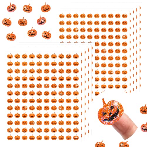 Mini autocollants citrouille d'Halloween laser orange pour sceller enveloppes et albums