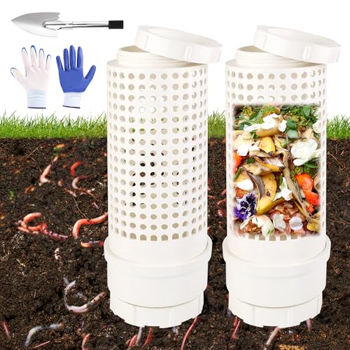 2 Packs Inground Worm Composter, Outdoor Worm Farm Compost Bin