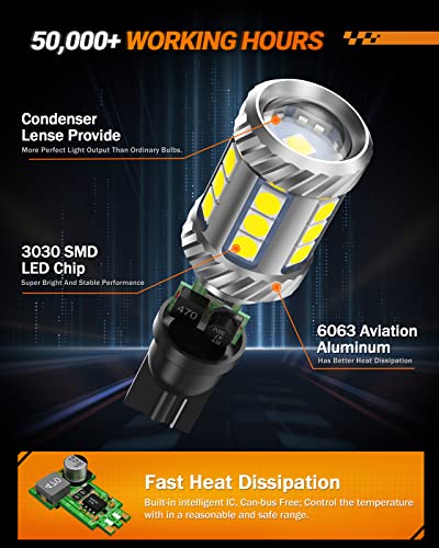 Sealight [2023 New Upgrade] 912 921 Led Bulbs, W16W 906 904 902 Led Bulb Reverse Light T15 Backup Led Light Bulb, 1800Lumens Super Bright Light 6000K Xenon Cool White, Pack Of 2 #TOP4