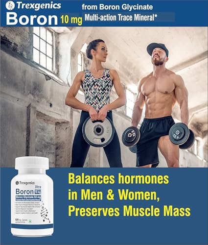 Image of Trexgenics Boron 10 mg XTRA STRENGTH from Boron Glycinate Multi-action Mineral, Bone, Cognitive Function, Reproductive & Joint Health ((60 Veg Capsules)