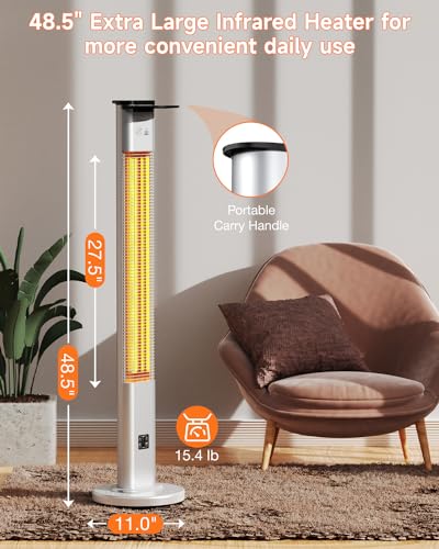 Blessny SH15120NMVR Ip65 Waterproof Infrared Electric Heater For Patio, 48.5 Inch Large Standing Etl Listed Premium Space Heater For Indoor Or Outdoor Use thumb #1